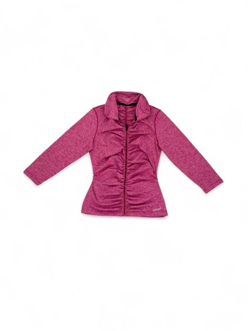 bebe sport Fuchsia Ruched Zip-Front Long Sleeve Top